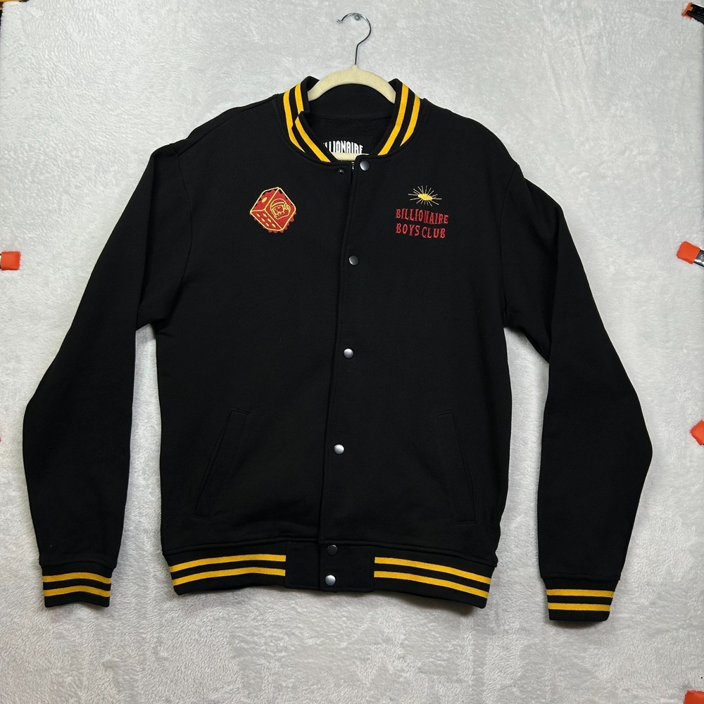 Billionaire Boys Club Casino Varsity Jacket Men Black Yellow Embroidered - Large